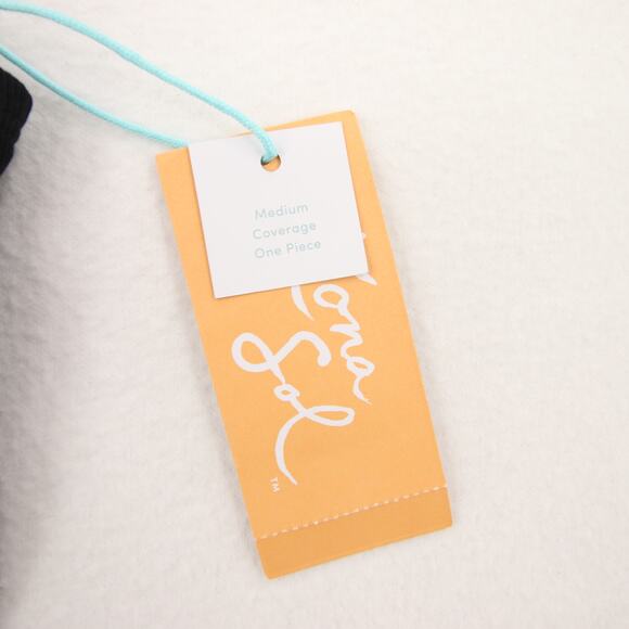 Kona Sol One Piece Swimsuit Black Ribbed Scoop Neck Lace Up Size Small NWT - Picture 7 of 14